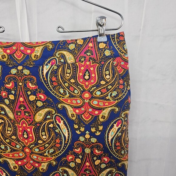 Merona Skirt Pencil Blue Paisley Retro Festival Boho 14 - Picture 3 of 13